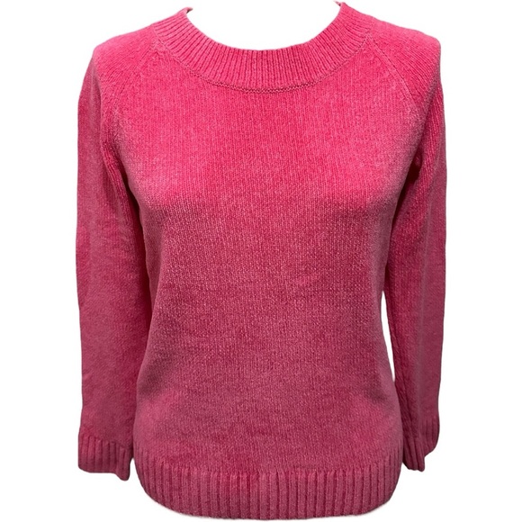 103 Talbots | EUC Jordan Chenille Crew Neck Sweater - Bright Pink, SP (Small P) - Picture 2 of 10